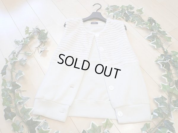 画像1: 【新品】8647【ML】フェイクファー切替 起毛 ニット ベスト くすみ アイボリー ボタン ジレ 40代 50代 60代 秋 冬