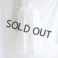 【新品】9016【L】レディース ワンピース ５分袖 オフ白系 ボタニカル模様 刺繍 綿100％ シャツ インド製 透け感 上品 春 夏 秋