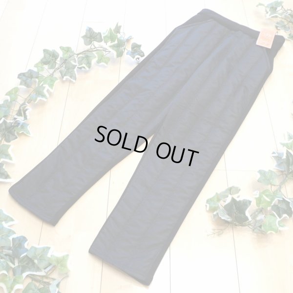 画像1: 新品 9265 M ダウンパンツ風 中綿キルト切替パンツ 秋 冬 裏シャギー レディース 黒 あったか ストレッチ 後ろのみ裏シャギー 縦ライン