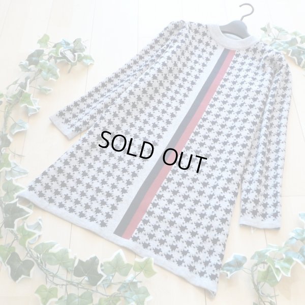画像1: 新品 9308 ML ニット チュニック ワンピース 秋 冬 千鳥 センターライン レディース グレー系 上質 上品