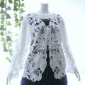 新品 9490 ML クロシェ カットワーク 刺繍 カーディガン 春 夏 レディース 白 エレガント 羽織もの 上質 上品