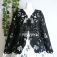 画像1: 新品 9492 ML クロシェ カットワーク 刺繍 カーディガン 春 夏 レディース 黒 エレガント 羽織もの 上質 上品 (1)