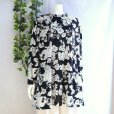 画像1: 新品 9495 ML 大きな花柄 チュニック 春 夏 秋 レディース 黒系 ゆったりハイネック ストレッチ 薄手 ジャージー (1)