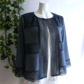 新品 9514 L カットワーク 刺繍 綿麻混 シャツ ジャケット 春 夏 秋 紺ネイビー系 レディース リネン コットン レース 高級感 上質 上品
