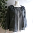 画像1: 新品 9515 L カットワーク 刺繍 綿麻混 シャツ ジャケット 春 夏 秋 黒ブラック系 レディース リネン コットン レース 高級感 上質 上品 (1)