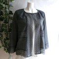 新品 9515 L カットワーク 刺繍 綿麻混 シャツ ジャケット 春 夏 秋 黒ブラック系 レディース リネン コットン レース 高級感 上質 上品