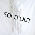 新品 9612 ML ワンピース 春 夏 秋 シフォン ペイズリー柄 レディース 白系 ノースリーブ マキシ タッセルリボン 美しい透け感 上質