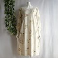新品 9629 L ボタニカル 刺繍 麻混 ワンピース 生成り 春 夏 秋 レディース コクーン リネン 高級 上質 上品