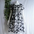 画像1: 新品 9634 ML 綿100％ シャーリング ワンピース 春 夏 黒系 レディース 北欧風 花柄 半袖 インド製 ナチュラル コットン (1)