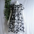 新品 9634 ML 綿100％ シャーリング ワンピース 春 夏 黒系 レディース 北欧風 花柄 半袖 インド製 ナチュラル コットン