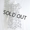 新品 9634 ML 綿100％ シャーリング ワンピース 春 夏 黒系 レディース 北欧風 花柄 半袖 インド製 ナチュラル コットン