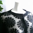 画像1: 新品 9638 ML 大きな花刺繍 メッシュ切替 カーディガン 春 夏 黒 レディース ストレッチ スラブ 異素材切替 上品 (1)