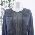 画像1: 新品 9663 M カットワーク 刺繍 綿麻混 シャツ ジャケット ダークネイビー 春 夏 秋 レディース ヨーロッパ調 上品 高級感 上質 (1)