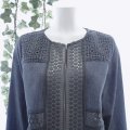 新品 9663 M カットワーク 刺繍 綿麻混 シャツ ジャケット ダークネイビー 春 夏 秋 レディース ヨーロッパ調 上品 高級感 上質