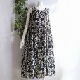画像1: 新品 9682 L リーフ柄 レーヨン100％ ワンピース 春 夏 黒系 レディース ロング フレア 透け感 インド製 ナチュラル (1)