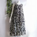 新品 9682 L リーフ柄 レーヨン100％ ワンピース 春 夏 黒系 レディース ロング フレア 透け感 インド製 ナチュラル