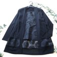 画像1: 新品 9687 ML オーガンジー 花刺繍 ツイン アンサンブル 春 夏 秋 黒 レディース カーディガン プルオーバー 異素材切替 50代 60代 70代 (1)