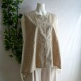 画像1: 新品 9691 ML カットワーク 刺繍 綿100％ シャツ プルオーバー ベージュ 夏 レディース インド製 コットン ブラウス 異素材切替 (1)