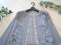 新品 9701 ML クロシェ 立体 花刺繍 サマーニット カーディガン グレー 春 夏 秋 レディース 透け感 花モチーフ 上質 上品 