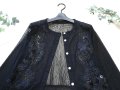 新品 9700 ML クロシェ 立体 花刺繍 サマーニット カーディガン 黒 春 夏 秋 レディース 透け感 花モチーフ 上質 上品