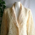 新品 9725 M 花模様レース 綿混 テーラード ジャケット オレンジベージュ系 春 夏 秋 レディース 高級感 上質 上品 50代 60代 70代