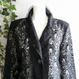 画像1: 新品 9726 L 花模様レース 綿混 テーラード ジャケット 黒 春 夏 秋 レディース 高級感 上質 上品 50代 60代 70代 (1)