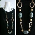 画像1: 新品 9767 アラビアン風ビーズ ロング ネックレス レディース アクセサリー アンティーク調 レザー風 50代 60代 70代 (1)