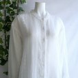 画像1: 新品 9820 M 豪華 総刺繍 透け感 ロング シャツ オフ白 春 夏 秋 レディース ブラウス ワンピース 上品 50代 60代 70代 (1)