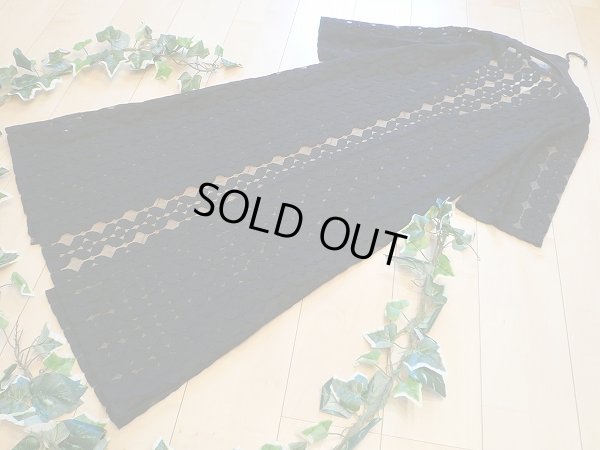 画像3: 【新品】6066【ML】上質 メッシュ刺繍 マキシ丈 カーディガン 黒 透け感 綿70％ 大人の羽織りもの