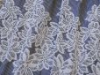 画像4: 【新品】6098【L】上質 日本製 桐生織 プリーツワンピース ブルーグレー 大きなジャガード花刺繍 ストライプ柄 高級 夏 大人スタイル