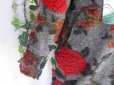 画像6: 【新品】6696【L】上質 イタリア製 ウールコート グレー赤系 もこもこ立体花模様 フードあり ウール80％ 高級 秋冬 大人スタイル