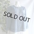 【新品】8936【M】上質 綿麻混 シャツ ジャケット ブルー ヨーロッパ調 カットワーク 刺繍 レース 上品 高級感 春 夏 秋