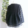 画像12: カーディガン 刺繍 メッシュ 重ね レディース 黒 ブラック 花模様 ノーカラー ジャケット ブラウス 上質 上品 春 夏 新品 9180 ML