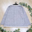 画像2: 新品 9483 ML 綿混 マルチツイード ジャケット 春 夏 秋 網目 パイピング レディース 白紫系 ノーカラー (2)
