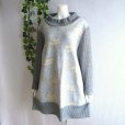 画像7: 新品 9487 ML 刺繍 ニット チュニック ワンピース 秋 冬 異素材切替 レディース グレー系 長袖 ハイネック リブ編み 上品 上質