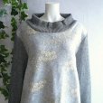 画像6: 新品 9487 ML 刺繍 ニット チュニック ワンピース 秋 冬 異素材切替 レディース グレー系 長袖 ハイネック リブ編み 上品 上質