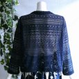 画像7: 新品 9500 LL クロシェ編み 綿混 カーディガン 春 夏 レディース 紺 花模様 ノーカラー 長袖 高級 上質 上品