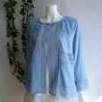 画像9: 新品 9513 L カットワーク 刺繍 綿麻混 シャツ ジャケット 春 夏 秋 ライトブルー系 レディース リネン コットン レース 高級 上質 上品