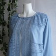 画像7: 新品 9513 L カットワーク 刺繍 綿麻混 シャツ ジャケット 春 夏 秋 ライトブルー系 レディース リネン コットン レース 高級 上質 上品