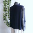 画像10: 新品 9517 ML 花モチーフ メッシュ ハイネック ブラウス 春 夏 秋 カットソー レディース 紺 異素材切替 メロウフリル 高級 上質