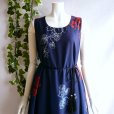 画像6: 新品 9524 ML 大きな花柄 シフォン ワンピース 春 夏 紺系 タッセルリボン レディース ノースリーブ マキシ 美しい透け感 上質