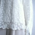 画像7: 新品 9528 ML フリル襟 花模様レース 綿混 カットソー ブラウス 春 夏 レディース 白 美しい透け感 プルオーバー 上品