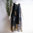 画像8: 新品 9536 ML 大きな花柄 シフォン ワンピース 春 夏 黒系 タッセルリボン レディース ノースリーブ マキシ 美しい透け感