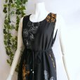 画像3: 新品 9536 ML 大きな花柄 シフォン ワンピース 春 夏 黒系 タッセルリボン レディース ノースリーブ マキシ 美しい透け感