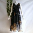 画像11: 新品 9536 ML 大きな花柄 シフォン ワンピース 春 夏 黒系 タッセルリボン レディース ノースリーブ マキシ 美しい透け感