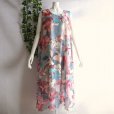 画像4: 新品 9537 ML 絵画風 大きな花柄 シフォン ワンピース 春 夏 くすみブルー系 レディース ノースリーブ マキシ 透け感 インド製