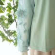 画像3: 新品 9541 ML 花モチーフ メッシュ ハイネック ブラウス 春 夏 秋 カットソー レディース ミント系 異素材切替 メロウフリル 高級 上質