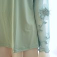 画像7: 新品 9541 ML 花モチーフ メッシュ ハイネック ブラウス 春 夏 秋 カットソー レディース ミント系 異素材切替 メロウフリル 高級 上質
