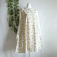画像5: 新品 9577 ML 後タック 麻混 ワンピース 生成り 風景画風柄 Aライン フレア レディース ノースリーブ リネン ナチュラル 上品