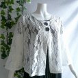 画像7: 新品 9595 ML カットワーク 刺繍 クロシェ レース フレア ジャケット 春 夏 白 レディース ノーカラー 七分袖 カーディガン 上質 上品
